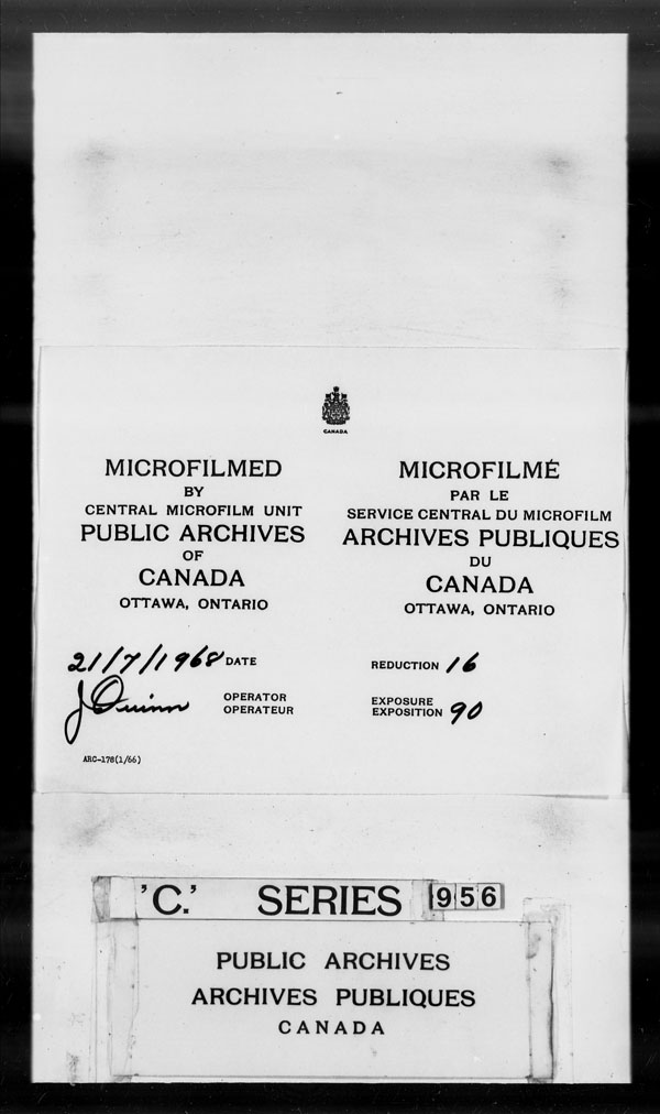 Title: British Military and Naval Records (RG 8, C Series) - DOCUMENTS - Mikan Number: 105012 - Microform: c-3285