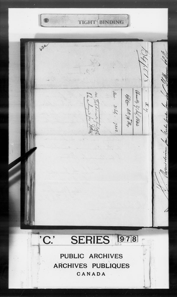 Title: British Military and Naval Records (RG 8, C Series) - DOCUMENTS - Mikan Number: 105012 - Microform: c-3354