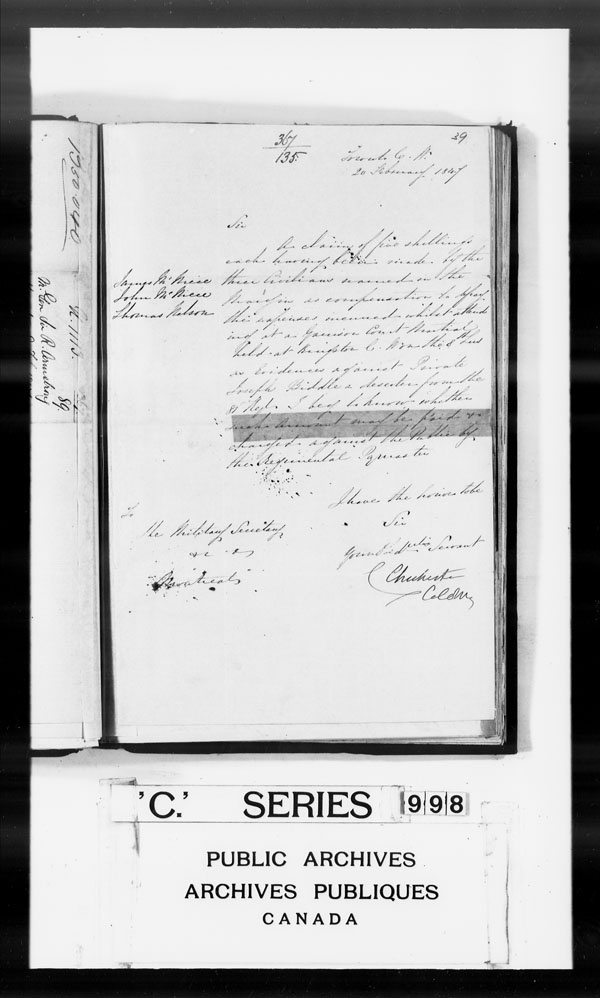 Title: British Military and Naval Records (RG 8, C Series) - DOCUMENTS - Mikan Number: 105012 - Microform: c-3357