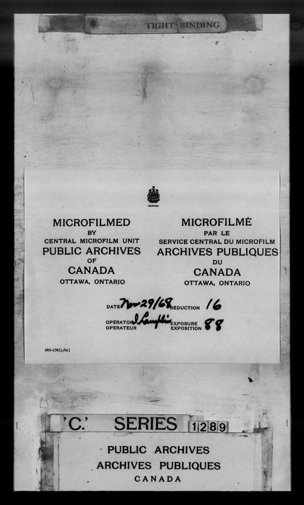Title: British Military and Naval Records (RG 8, C Series) - DOCUMENTS - Mikan Number: 105012 - Microform: c-3538