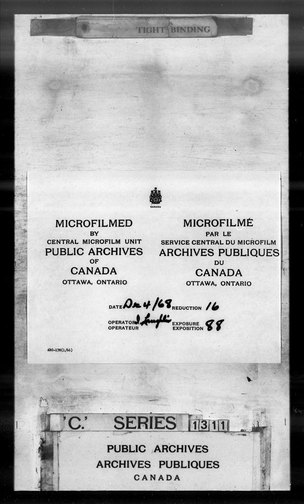 Title: British Military and Naval Records (RG 8, C Series) - DOCUMENTS - Mikan Number: 105012 - Microform: c-3545