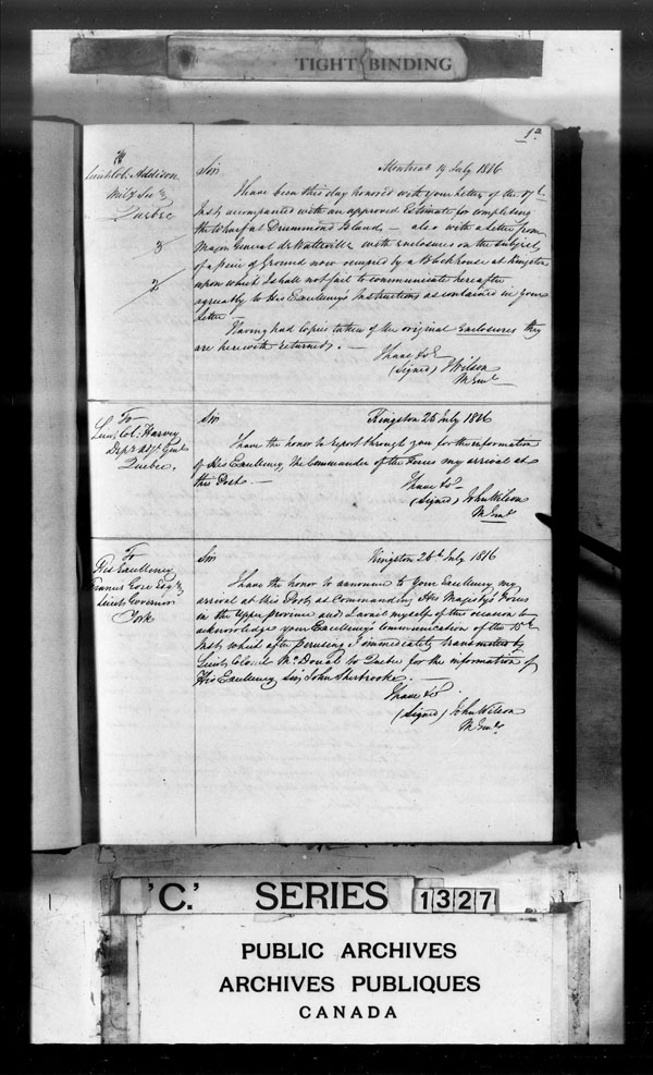 Title: British Military and Naval Records (RG 8, C Series) - DOCUMENTS - Mikan Number: 105012 - Microform: c-3549