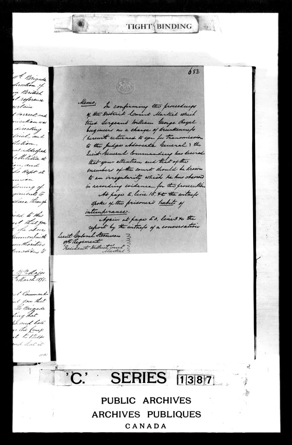 Title: British Military and Naval Records (RG 8, C Series) - DOCUMENTS - Mikan Number: 105012 - Microform: c-3712