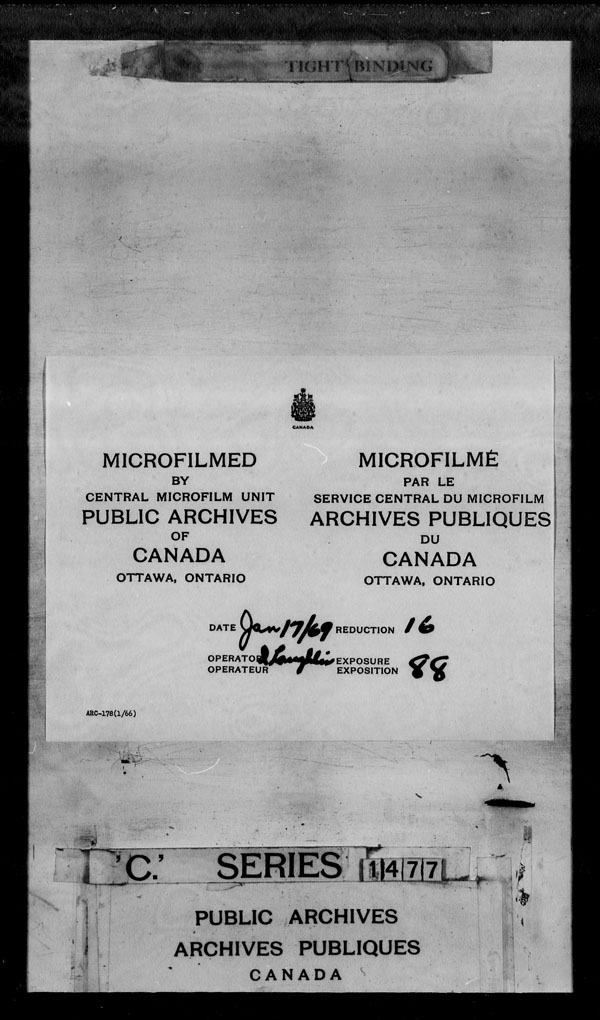 Title: British Military and Naval Records (RG 8, C Series) - DOCUMENTS - Mikan Number: 105012 - Microform: c-3795