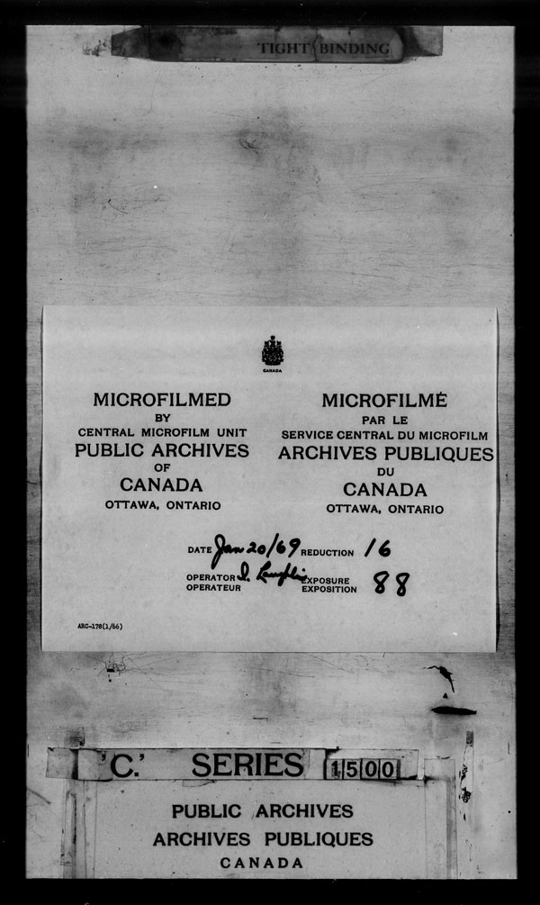 Title: British Military and Naval Records (RG 8, C Series) - DOCUMENTS - Mikan Number: 105012 - Microform: c-3799