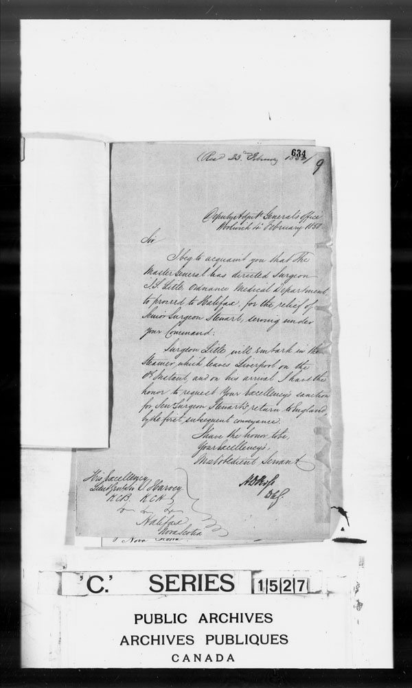Title: British Military and Naval Records (RG 8, C Series) - DOCUMENTS - Mikan Number: 105012 - Microform: c-3805