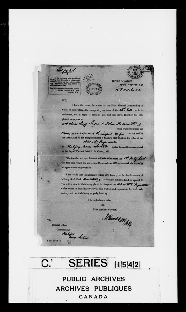 Title: British Military and Naval Records (RG 8, C Series) - DOCUMENTS - Mikan Number: 105012 - Microform: c-3812