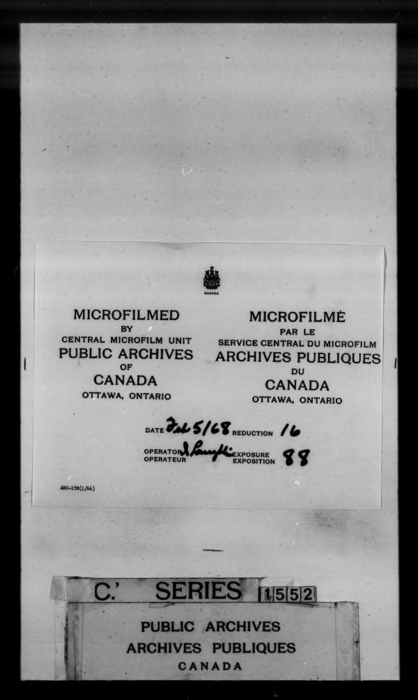 Title: British Military and Naval Records (RG 8, C Series) - DOCUMENTS - Mikan Number: 105012 - Microform: c-3816