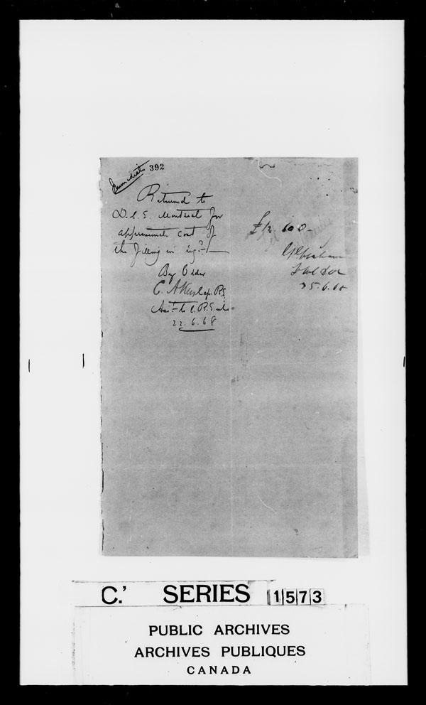 Title: British Military and Naval Records (RG 8, C Series) - DOCUMENTS - Mikan Number: 105012 - Microform: c-3820