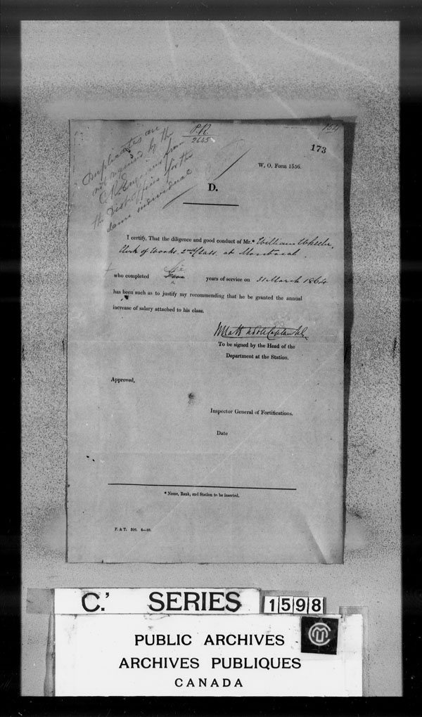 Title: British Military and Naval Records (RG 8, C Series) - DOCUMENTS - Mikan Number: 105012 - Microform: c-3826