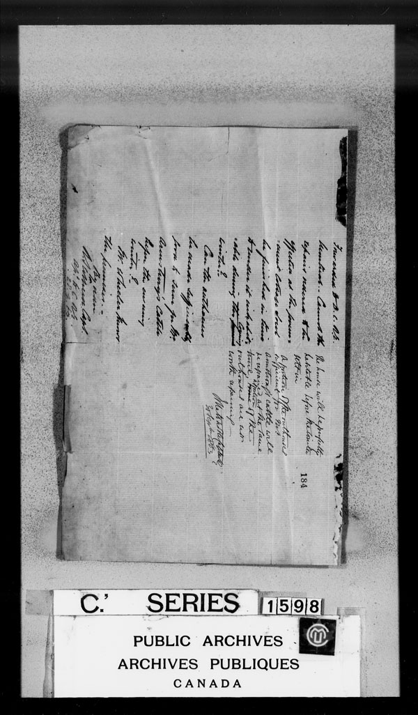 Title: British Military and Naval Records (RG 8, C Series) - DOCUMENTS - Mikan Number: 105012 - Microform: c-3827