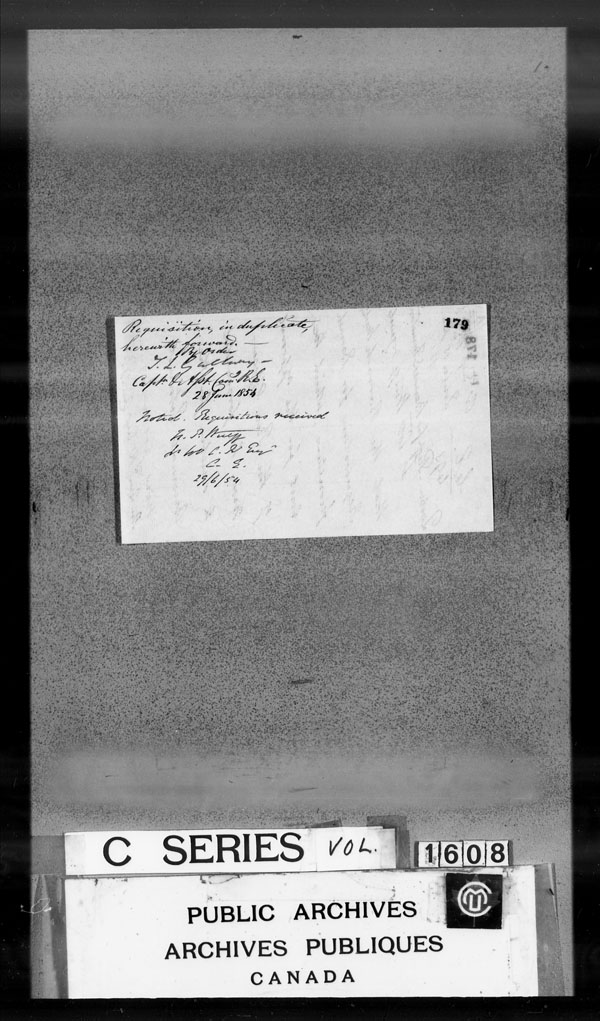 Title: British Military and Naval Records (RG 8, C Series) - DOCUMENTS - Mikan Number: 105012 - Microform: c-3830