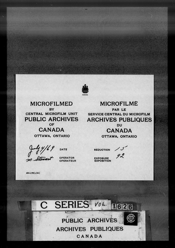 Title: British Military and Naval Records (RG 8, C Series) - DOCUMENTS - Mikan Number: 105012 - Microform: c-3835