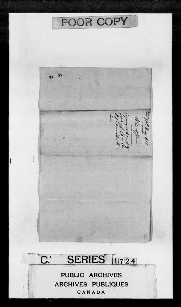 Title: British Military and Naval Records (RG 8, C Series) - DOCUMENTS - Mikan Number: 105012 - Microform: c-3841