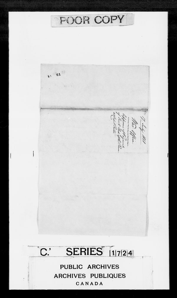 Title: British Military and Naval Records (RG 8, C Series) - DOCUMENTS - Mikan Number: 105012 - Microform: c-3841