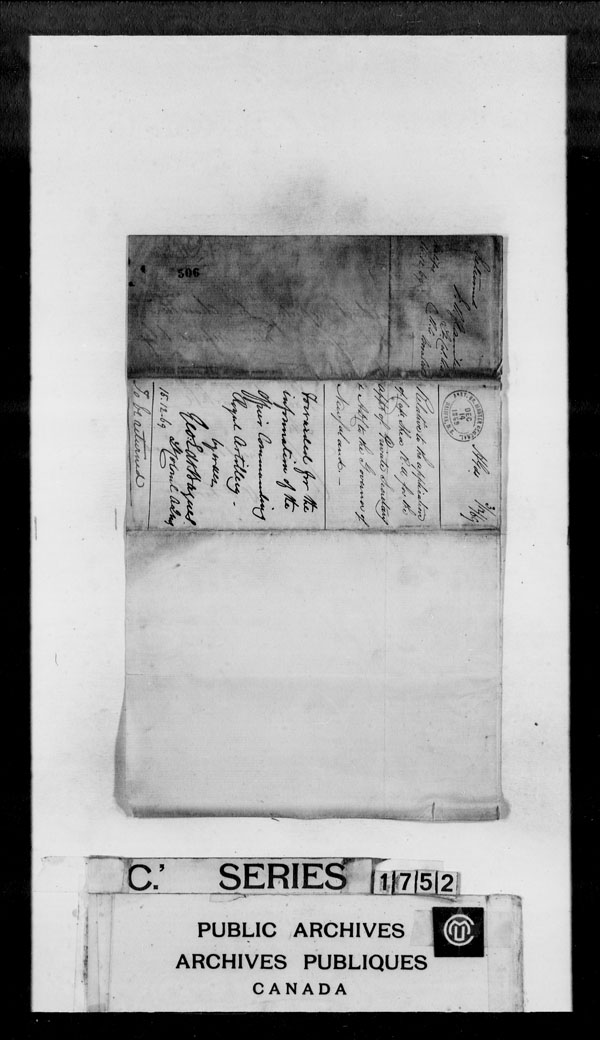 Title: British Military and Naval Records (RG 8, C Series) - DOCUMENTS - Mikan Number: 105012 - Microform: c-3849