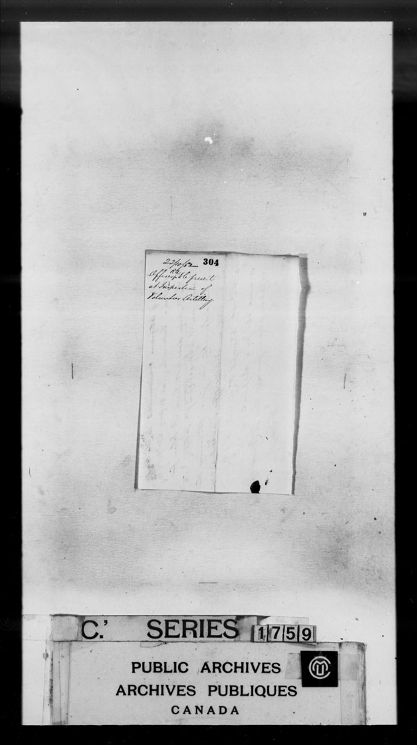 Title: British Military and Naval Records (RG 8, C Series) - DOCUMENTS - Mikan Number: 105012 - Microform: c-3853