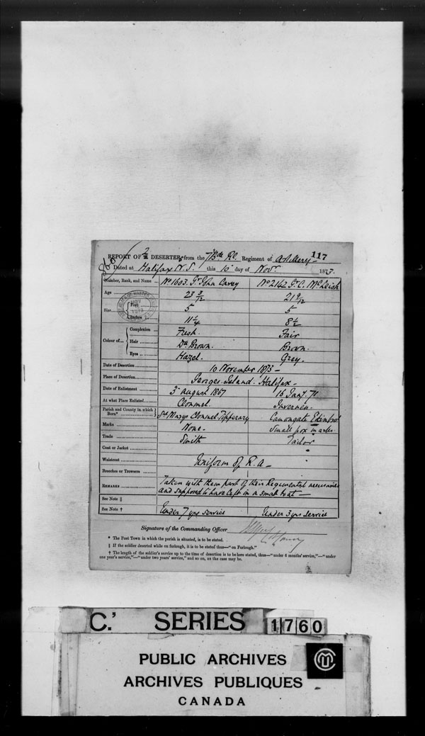Title: British Military and Naval Records (RG 8, C Series) - DOCUMENTS - Mikan Number: 105012 - Microform: c-3854