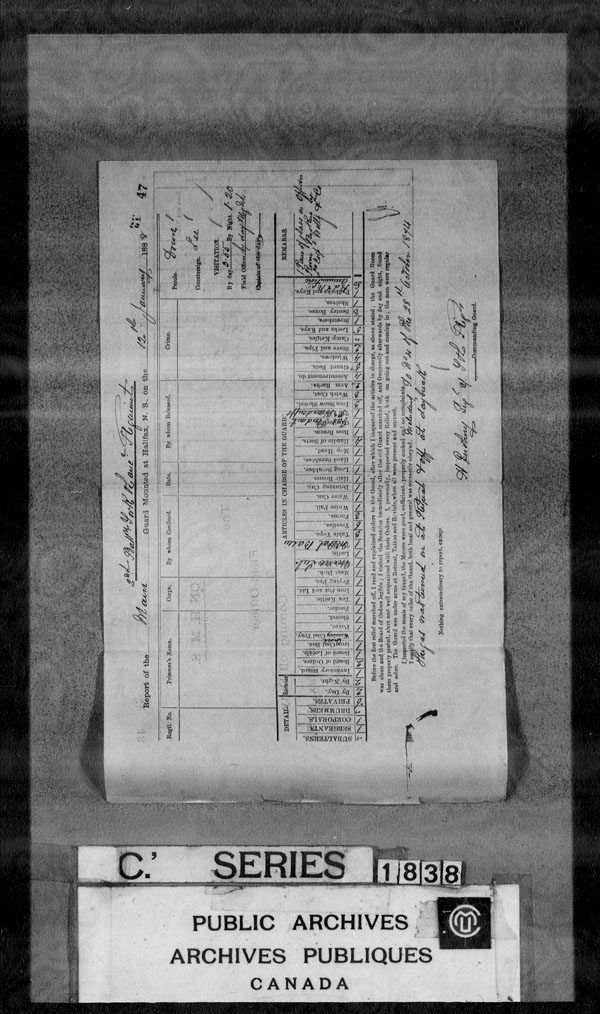 Title: British Military and Naval Records (RG 8, C Series) - DOCUMENTS - Mikan Number: 105012 - Microform: c-3872
