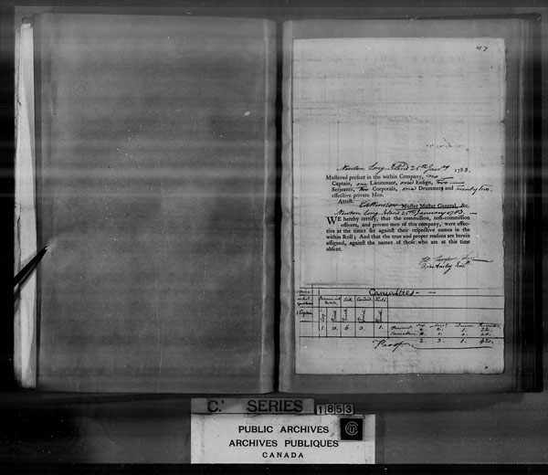Title: British Military and Naval Records (RG 8, C Series) - DOCUMENTS - Mikan Number: 105012 - Microform: c-3874