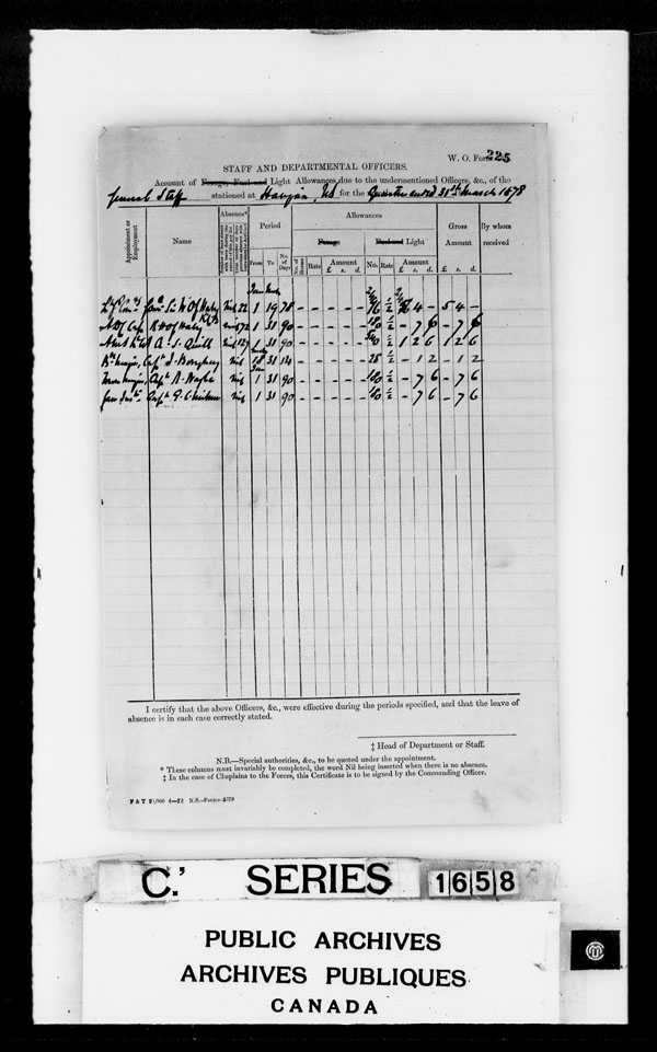 Title: British Military and Naval Records (RG 8, C Series) - DOCUMENTS - Mikan Number: 105012 - Microform: c-4295