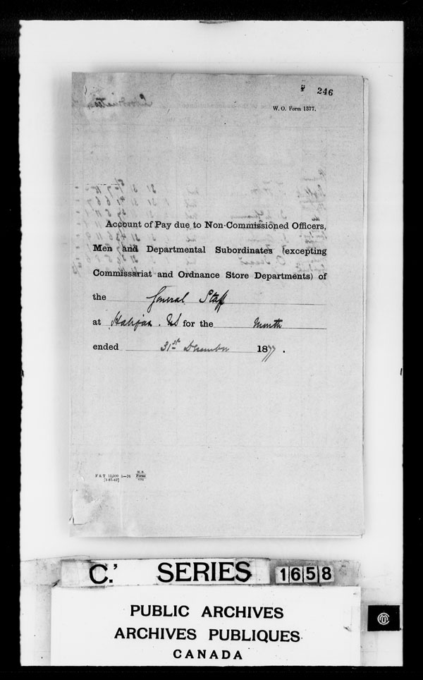 Title: British Military and Naval Records (RG 8, C Series) - DOCUMENTS - Mikan Number: 105012 - Microform: c-4295