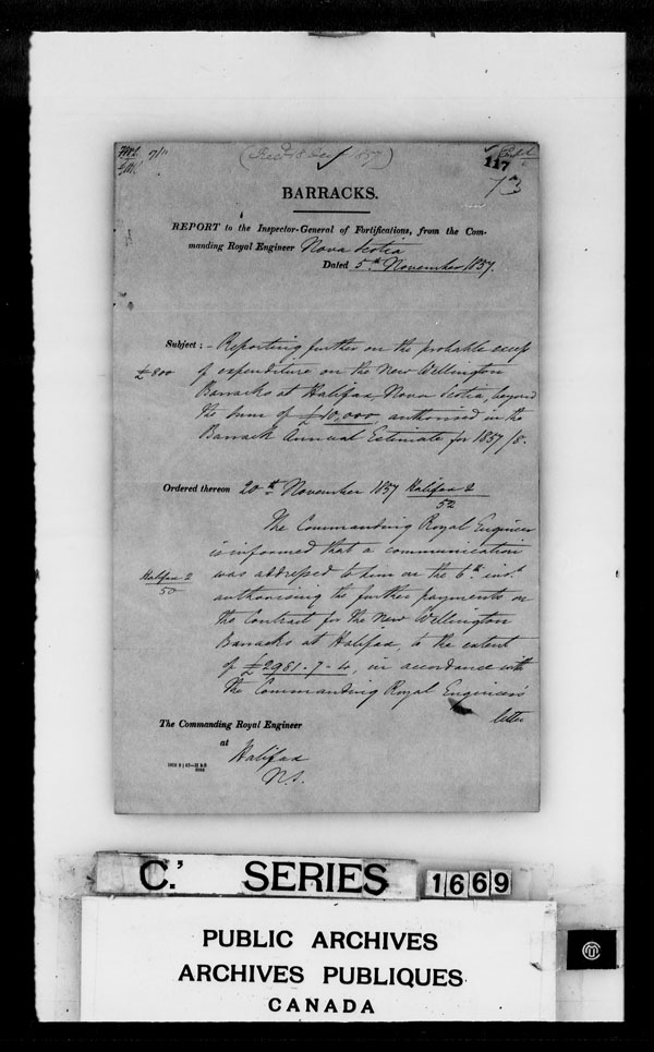 Title: British Military and Naval Records (RG 8, C Series) - DOCUMENTS - Mikan Number: 105012 - Microform: c-4299