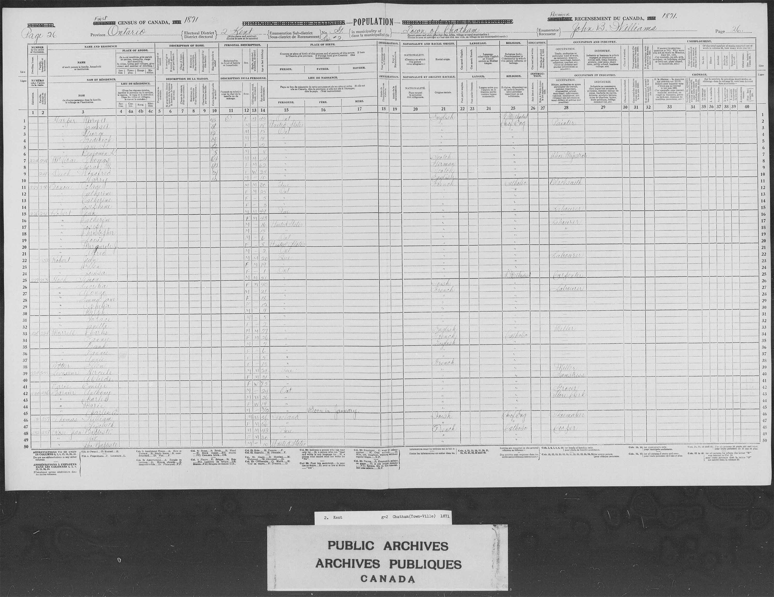 Title: Census of Canada, 1871 - Mikan Number: 142105 - Microform: c-9892
