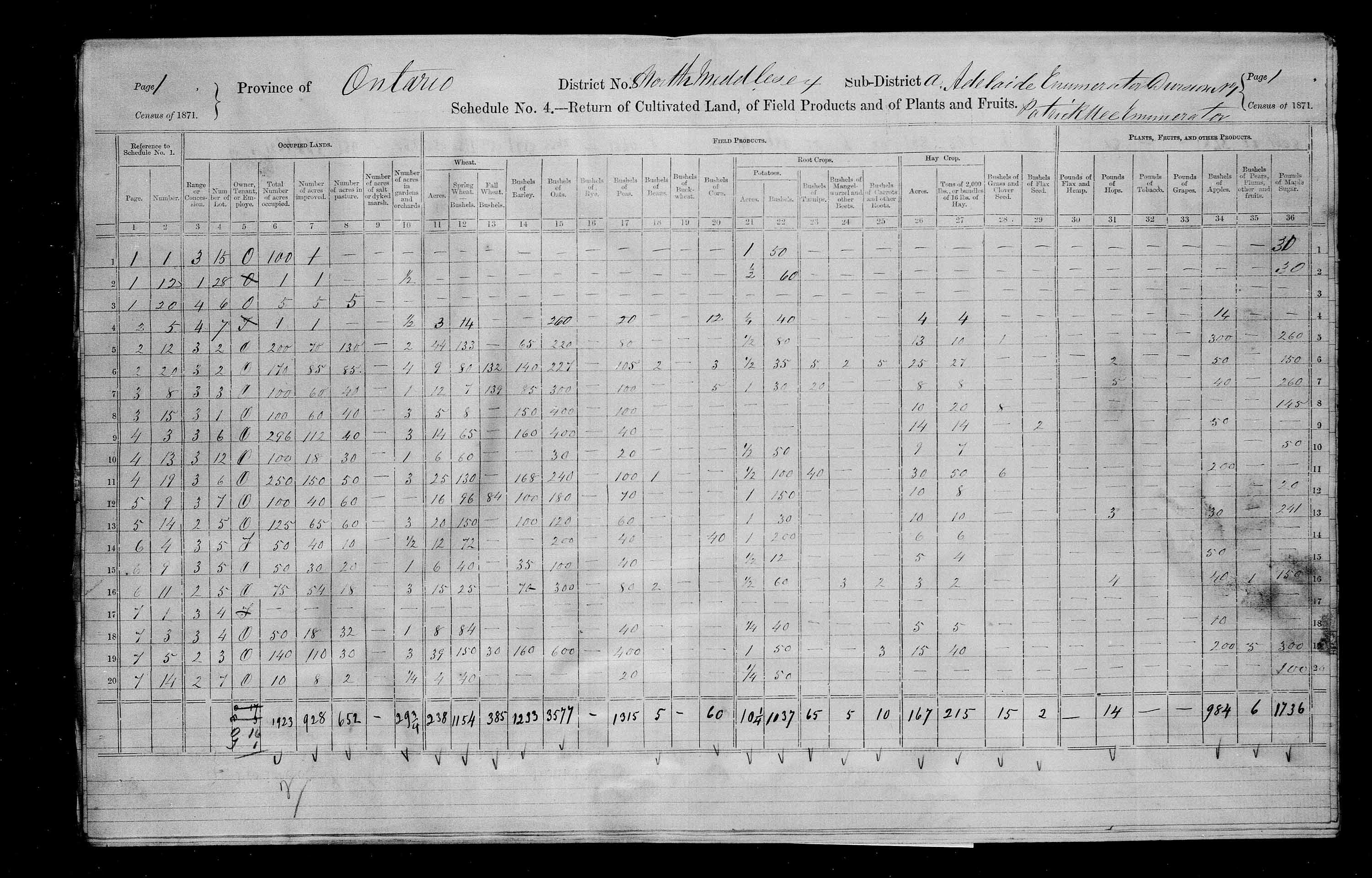 Title: Census of Canada, 1871 - Mikan Number: 142105 - Microform: c-9902