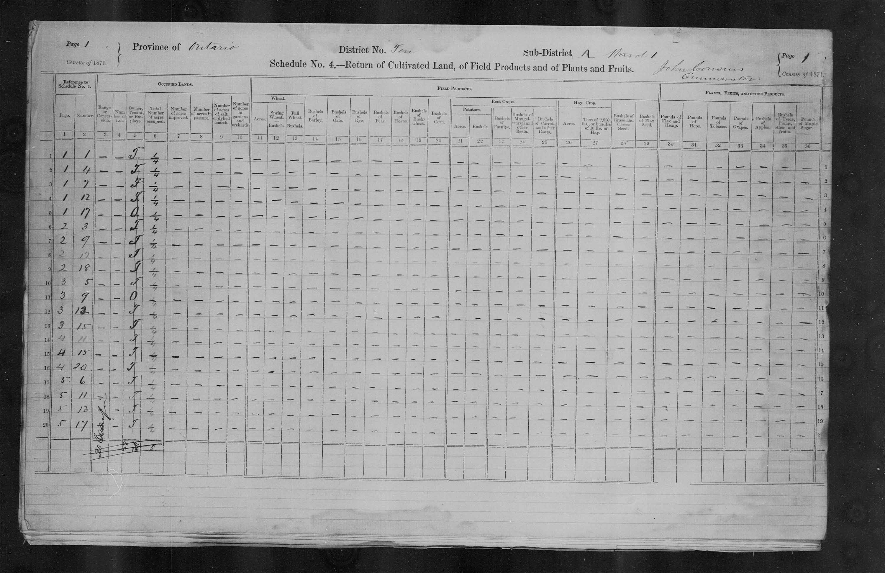 Title: Census of Canada, 1871 - Mikan Number: 142105 - Microform: c-9906