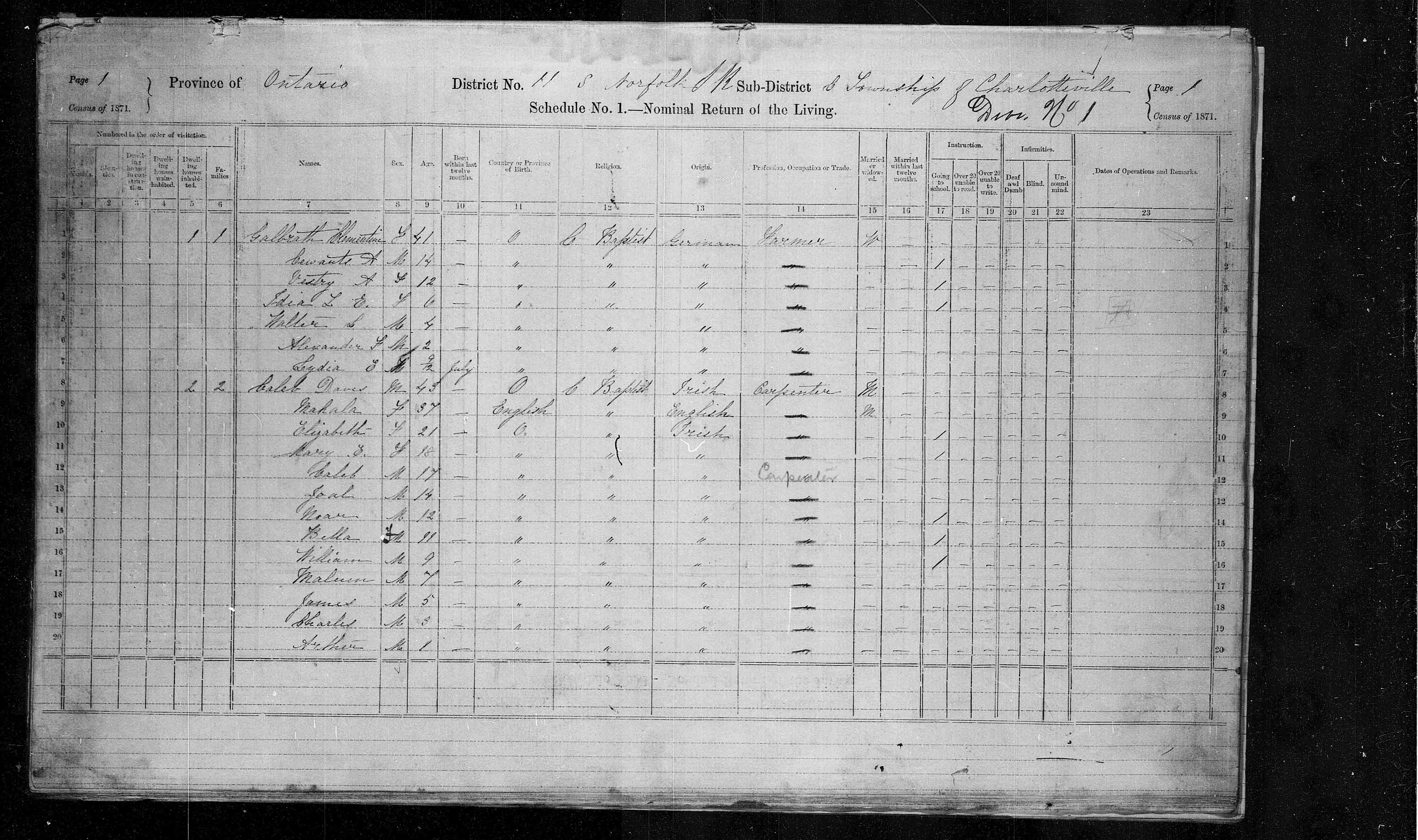 Title: Census of Canada, 1871 - Mikan Number: 142105 - Microform: c-9908