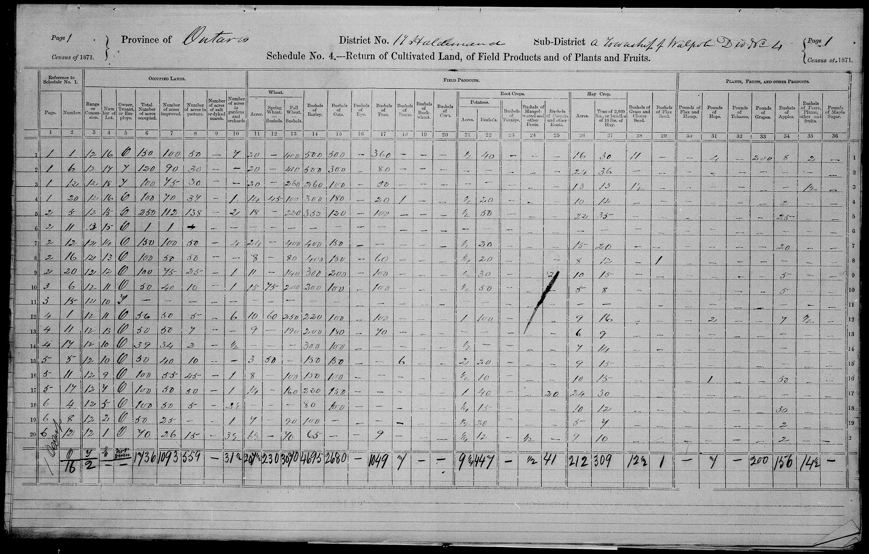 Title: Census of Canada, 1871 - Mikan Number: 142105 - Microform: c-9917