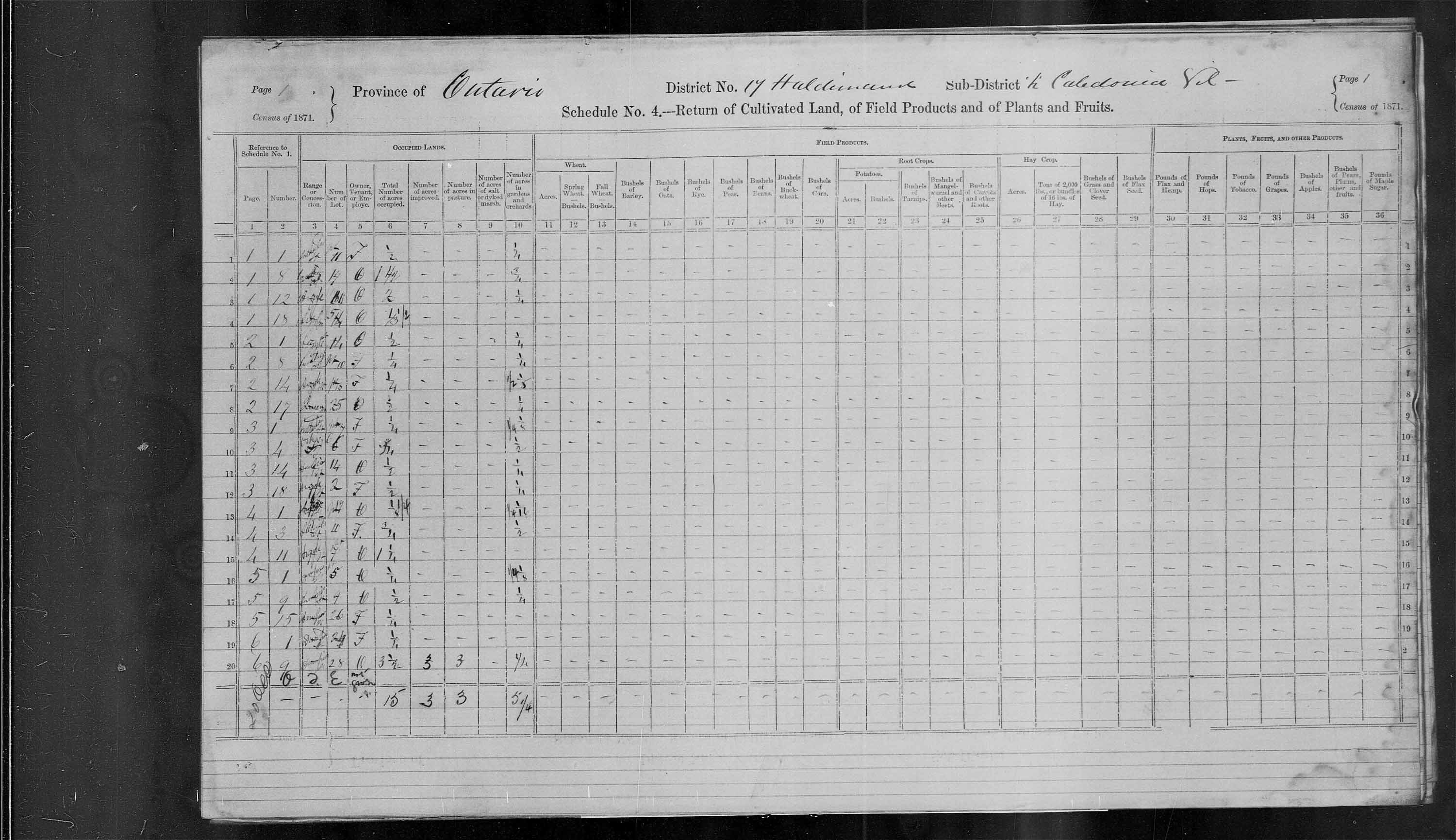 Title: Census of Canada, 1871 - Mikan Number: 142105 - Microform: c-9918