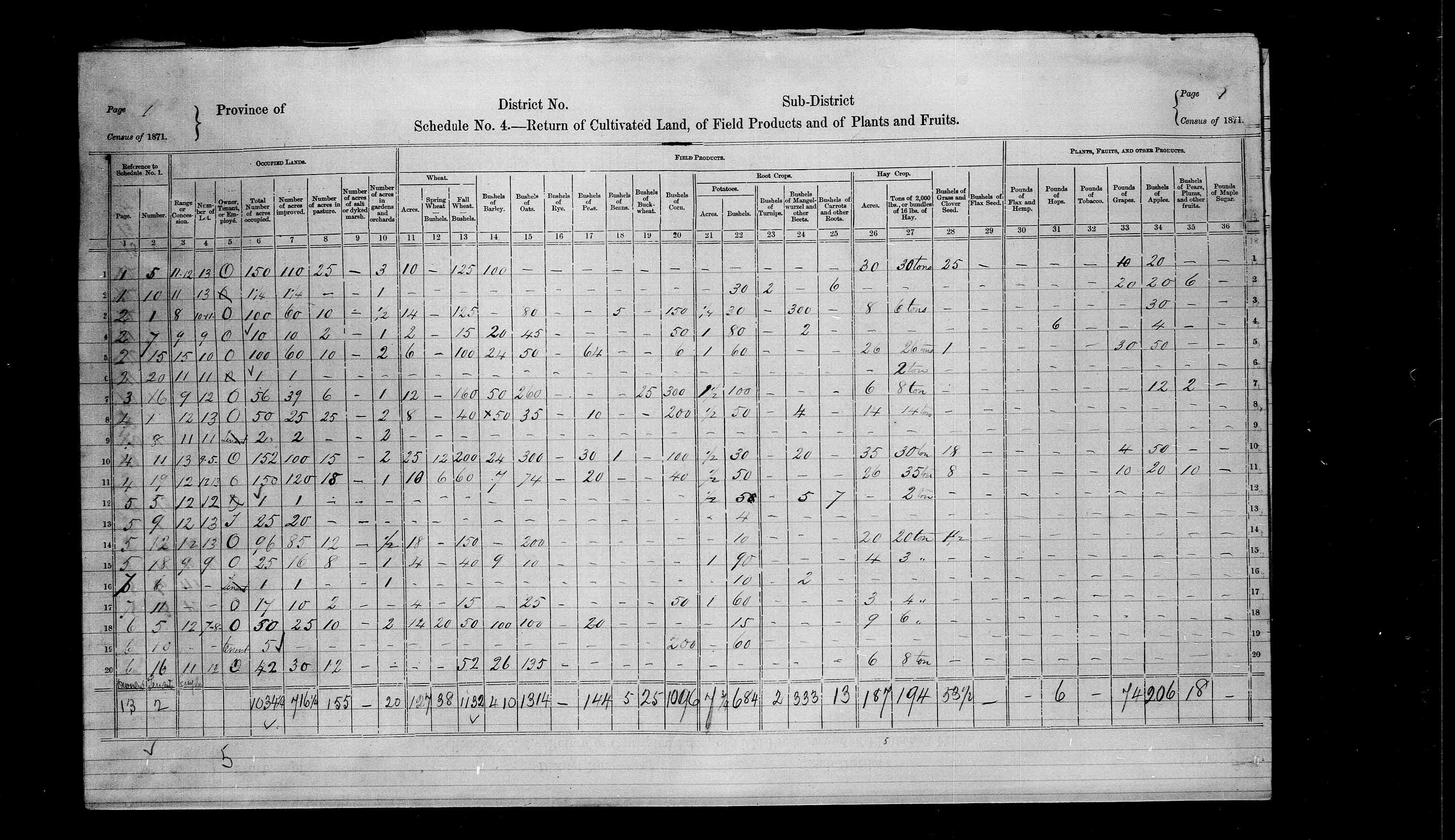 Title: Census of Canada, 1871 - Mikan Number: 142105 - Microform: c-9919