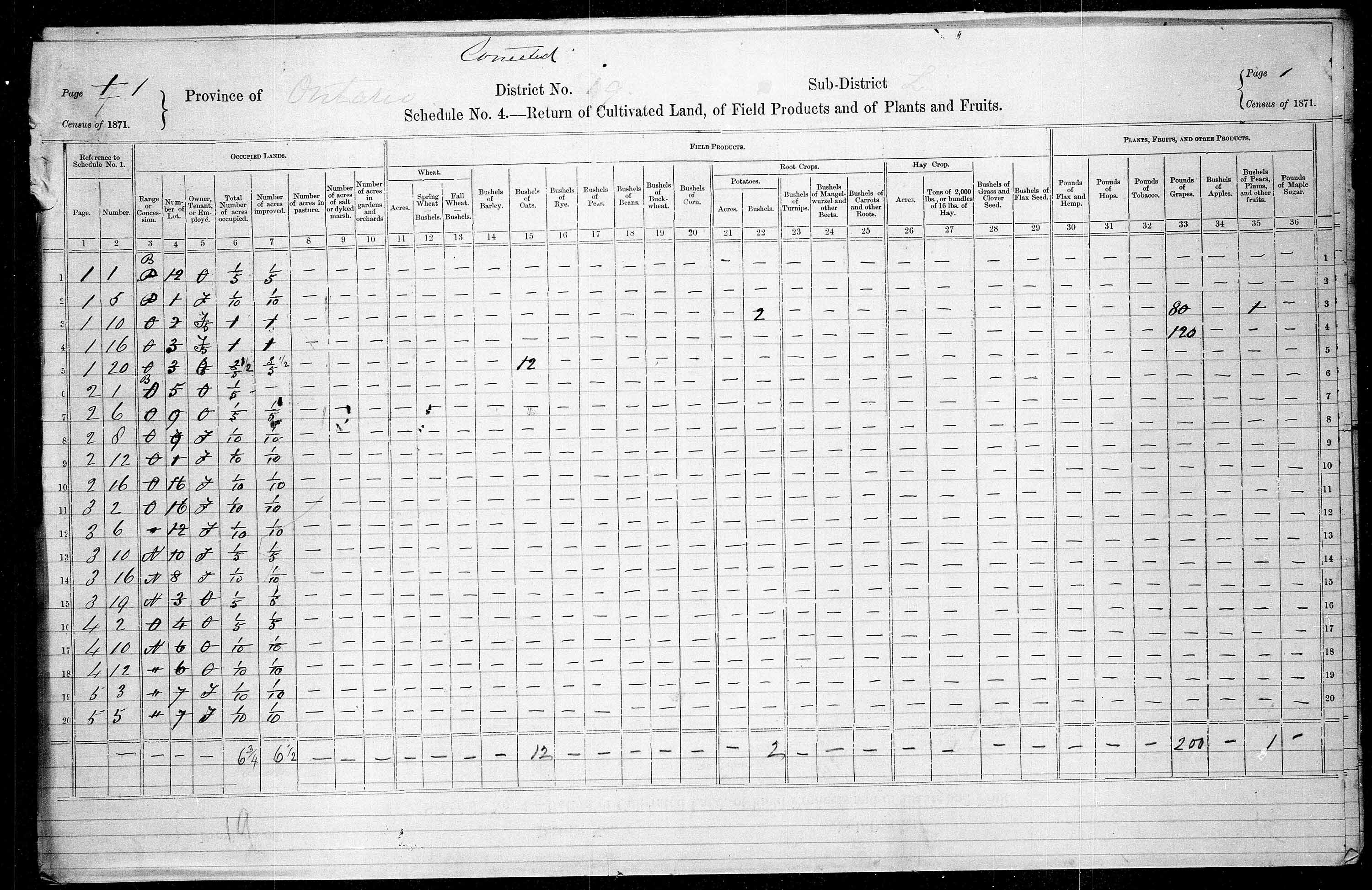 Title: Census of Canada, 1871 - Mikan Number: 142105 - Microform: c-9920