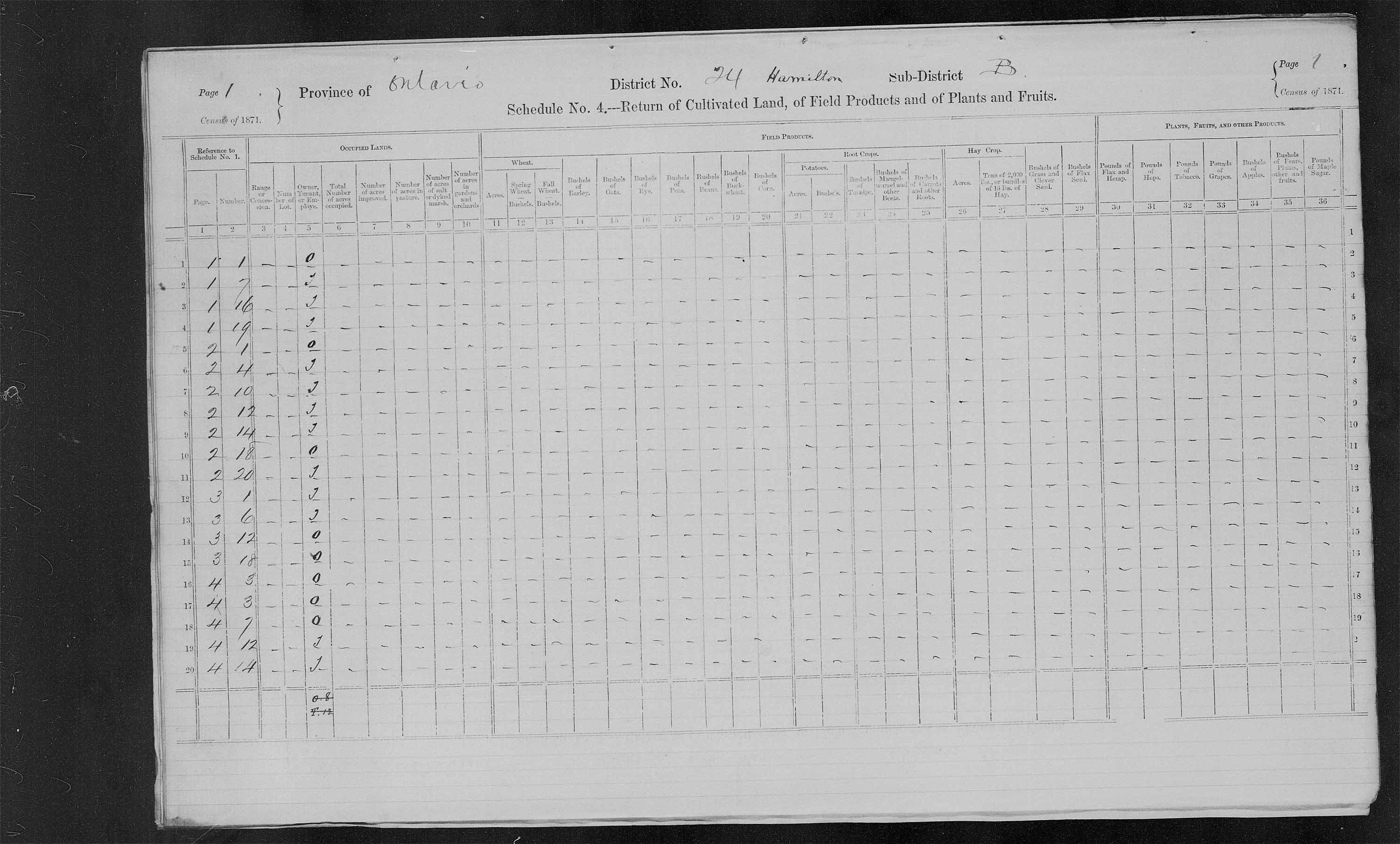 Title: Census of Canada, 1871 - Mikan Number: 142105 - Microform: c-9926