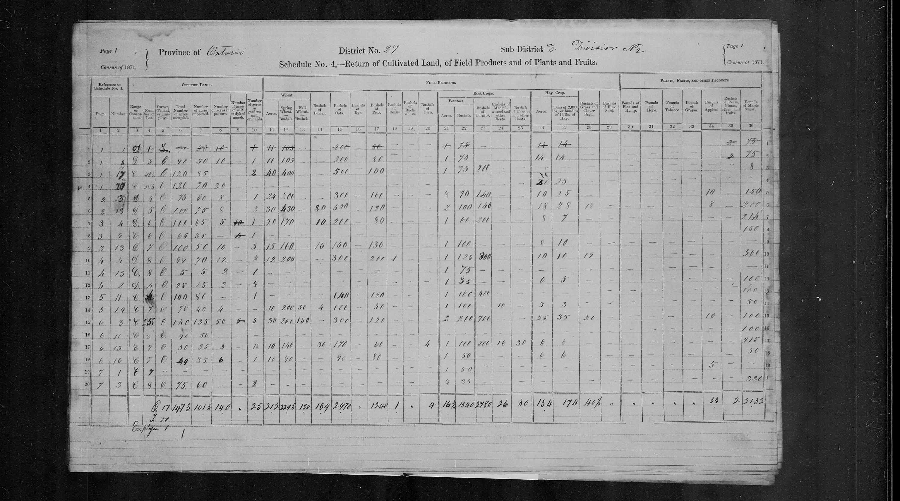 Title: Census of Canada, 1871 - Mikan Number: 142105 - Microform: c-9934