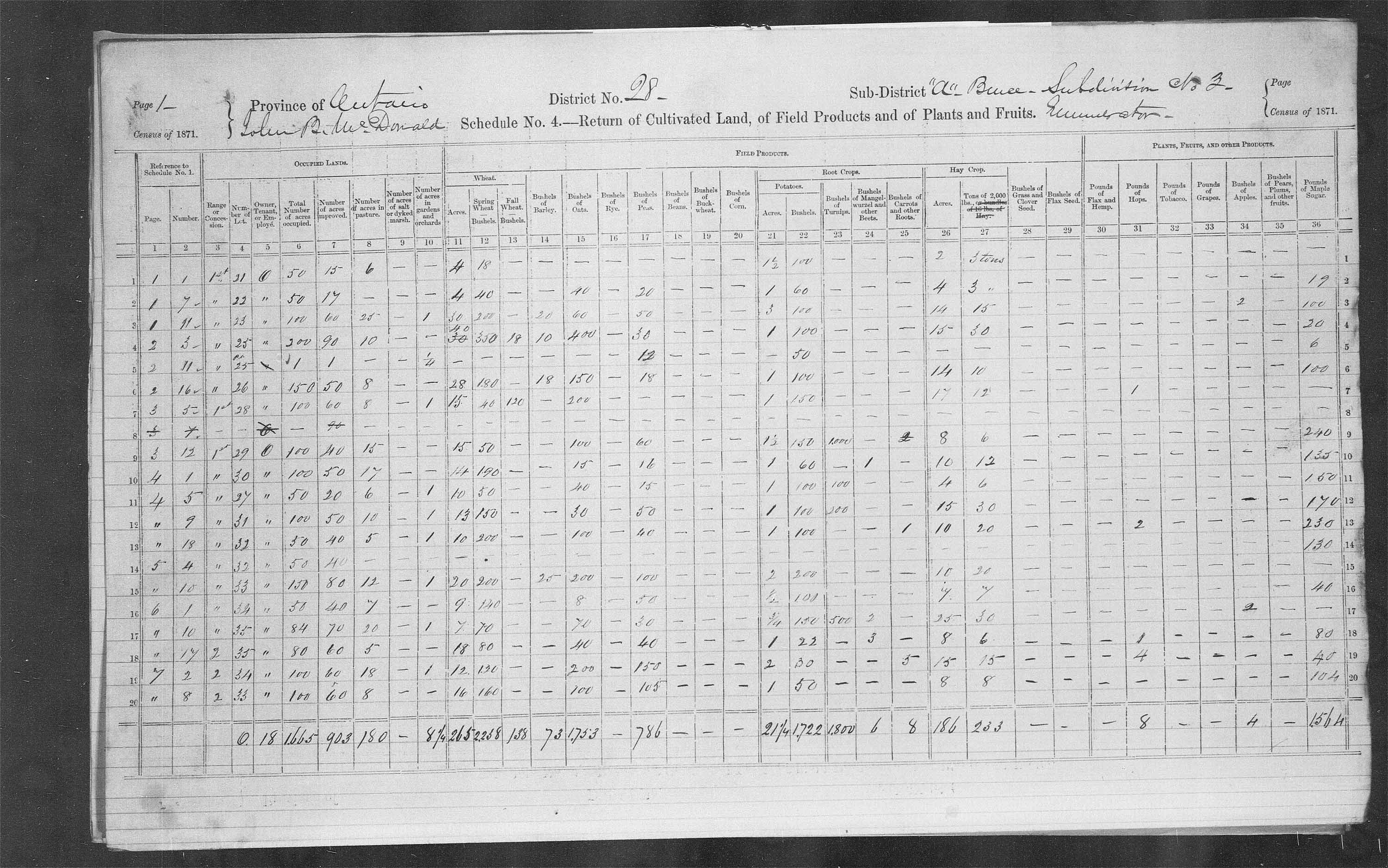 Title: Census of Canada, 1871 - Mikan Number: 142105 - Microform: c-9936