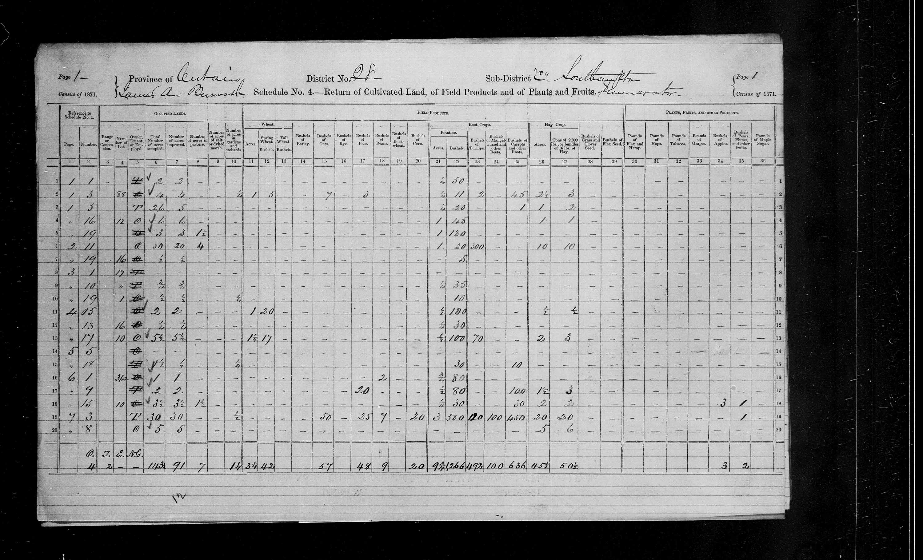 Title: Census of Canada, 1871 - Mikan Number: 142105 - Microform: c-9937