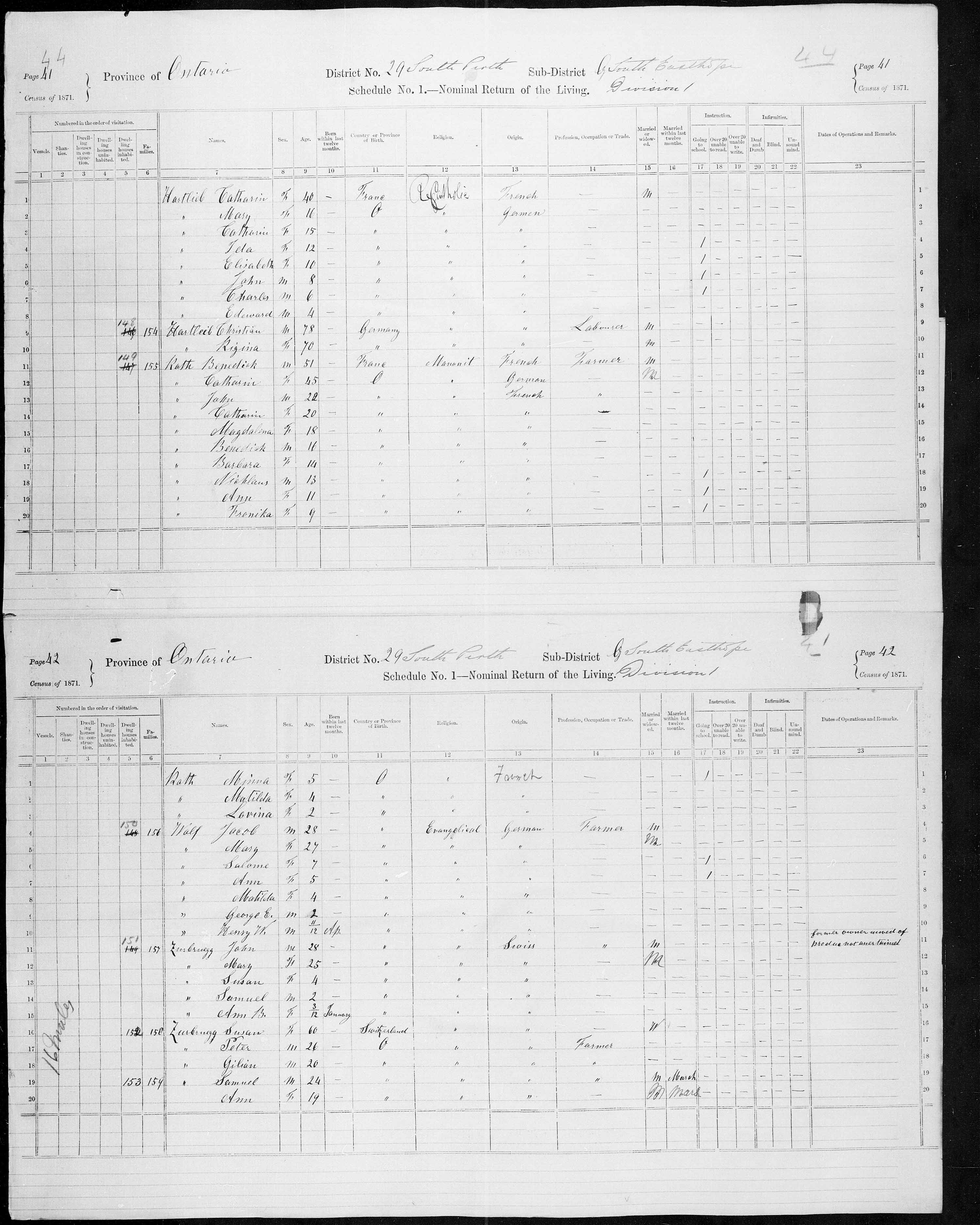 Title: Census of Canada, 1871 - Mikan Number: 142105 - Microform: c-9939