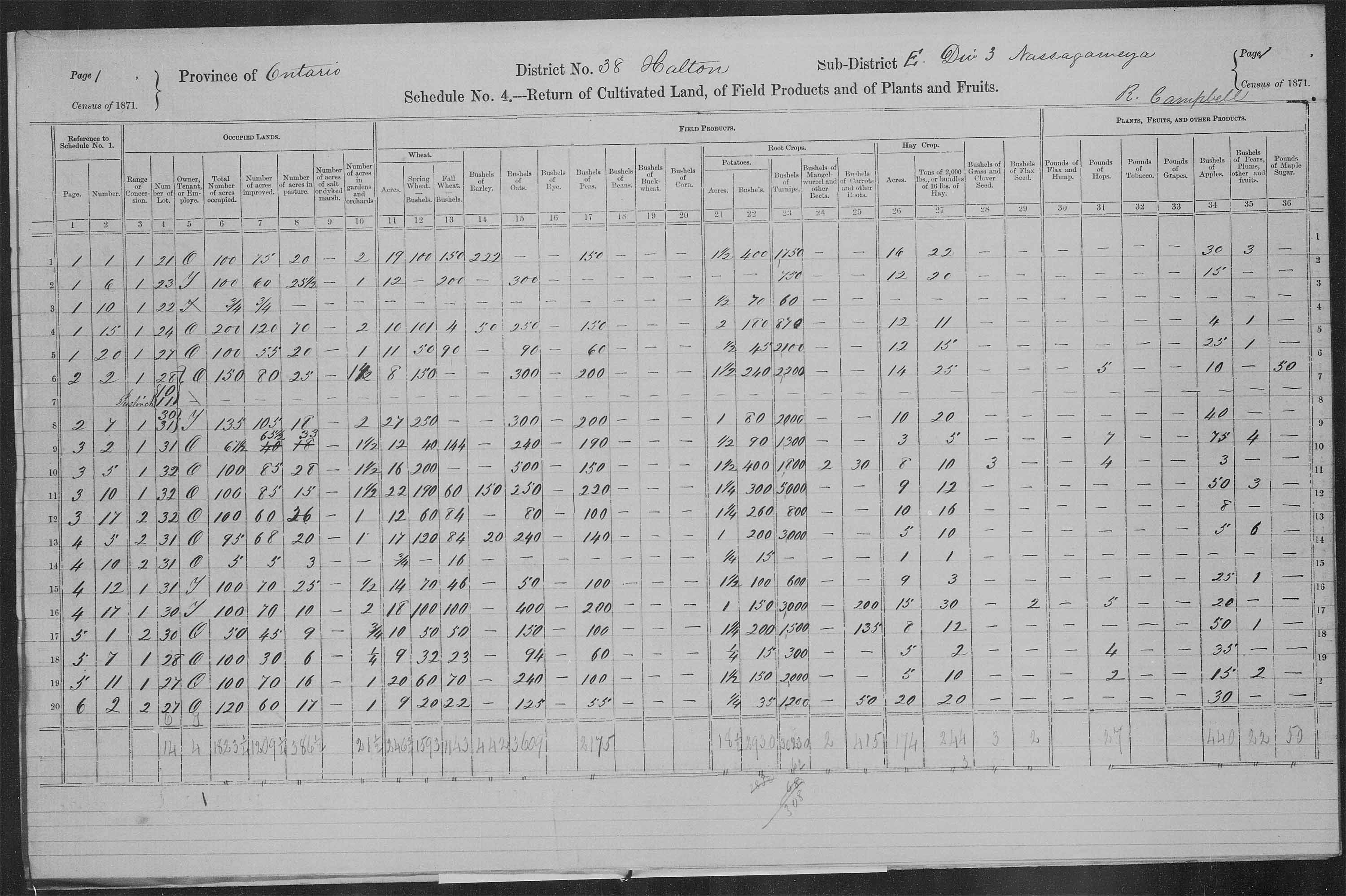 Title: Census of Canada, 1871 - Mikan Number: 142105 - Microform: c-9956