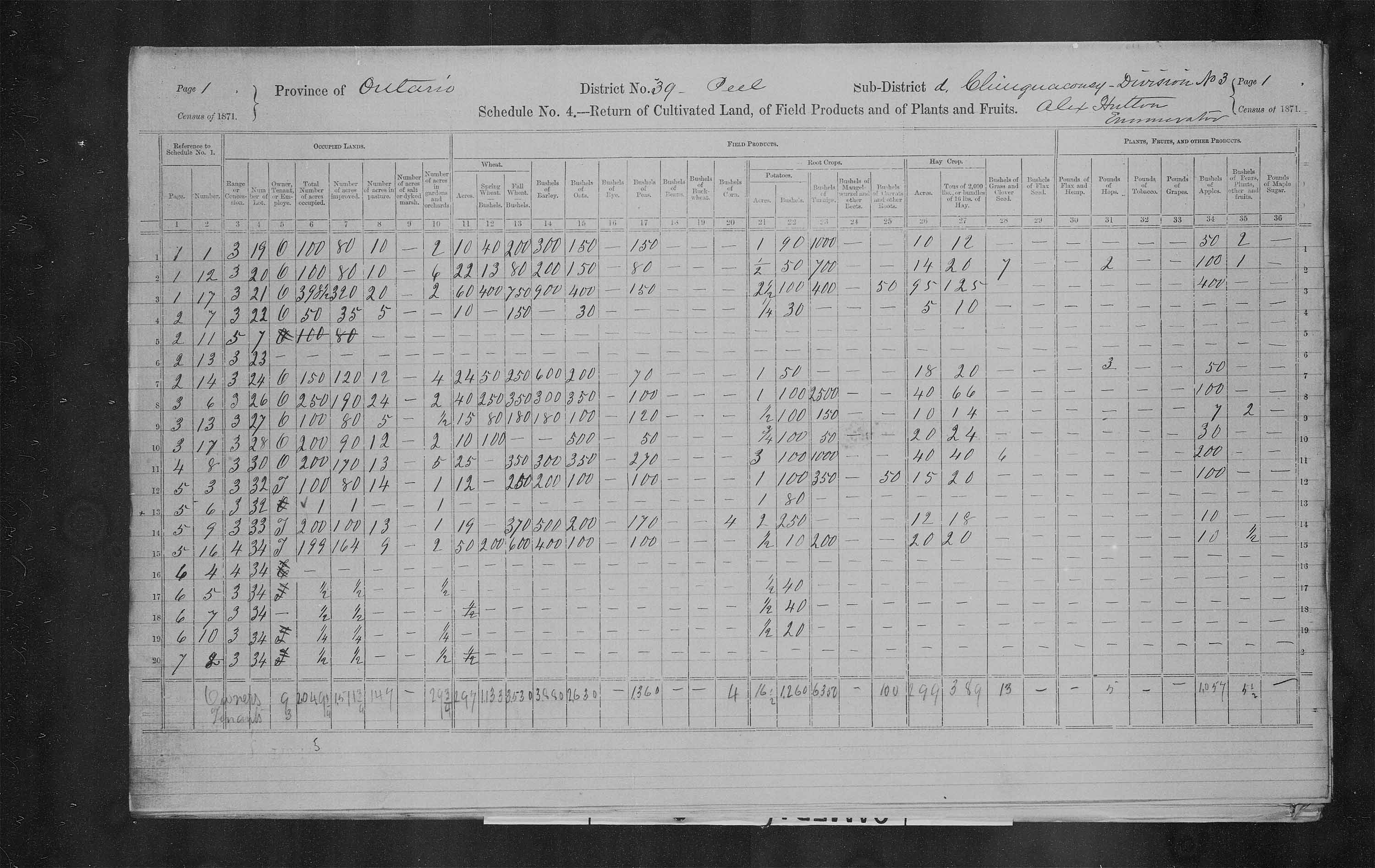 Title: Census of Canada, 1871 - Mikan Number: 142105 - Microform: c-9958