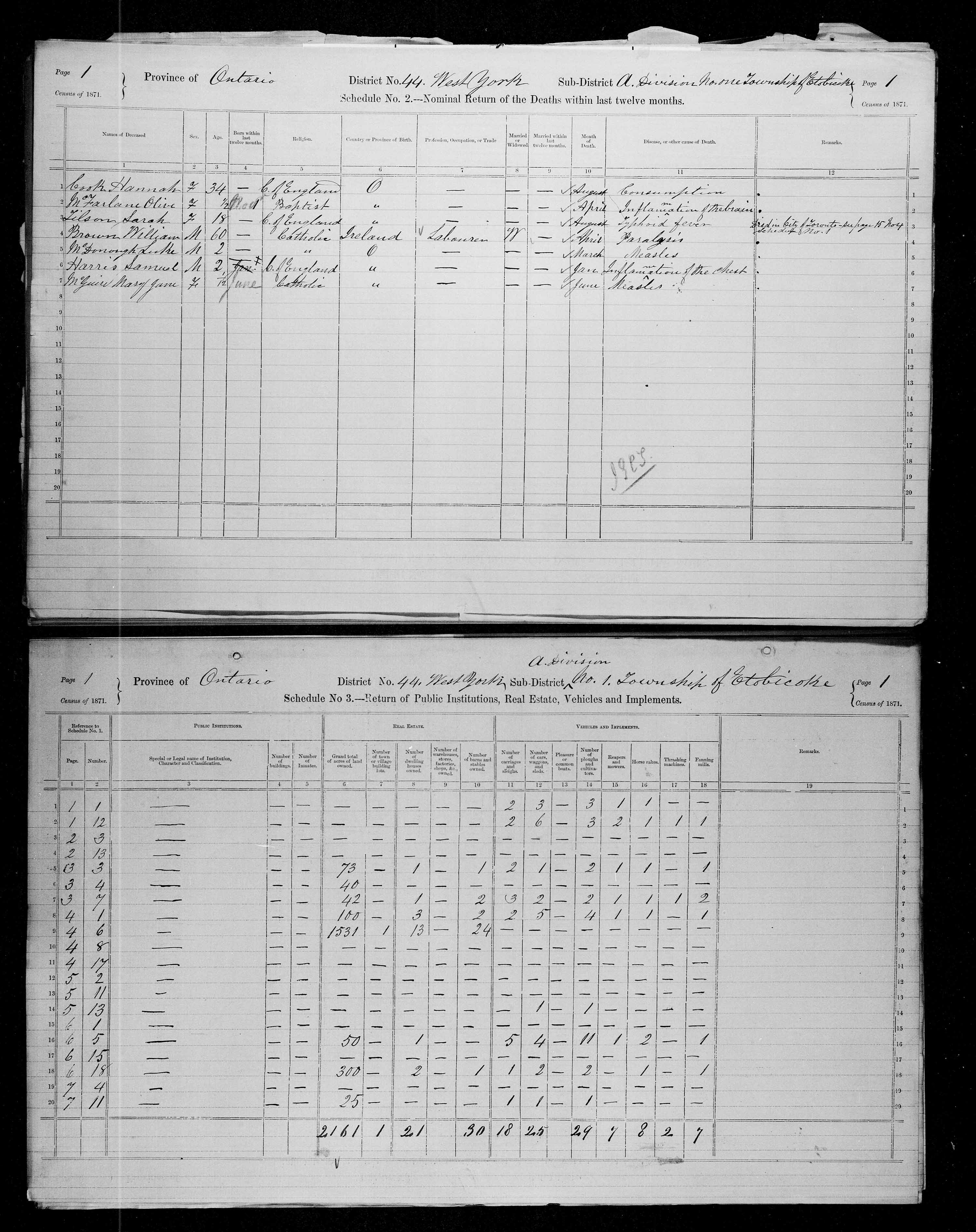 Title: Census of Canada, 1871 - Mikan Number: 142105 - Microform: c-9966