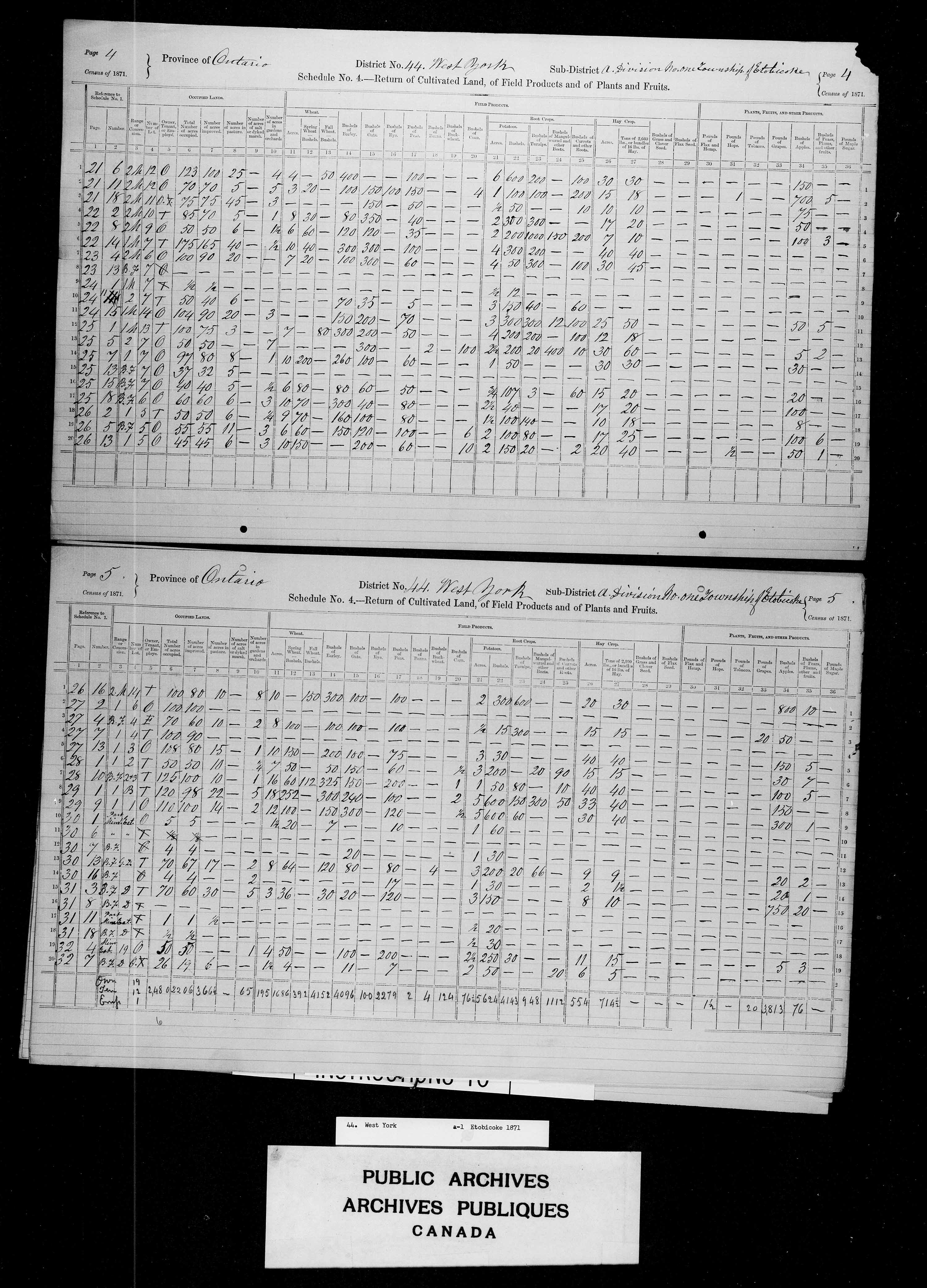 Title: Census of Canada, 1871 - Mikan Number: 142105 - Microform: c-9966