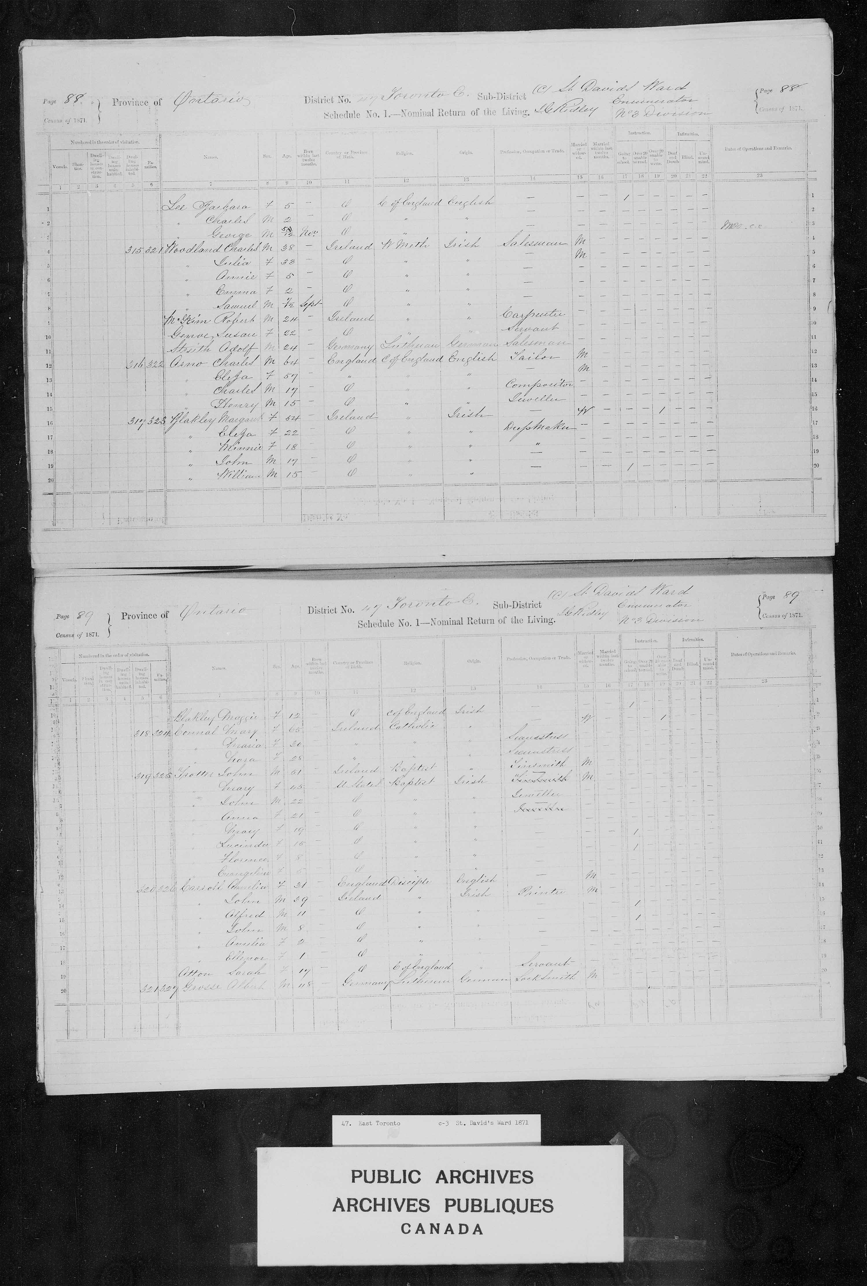 Title: Census of Canada, 1871 - Mikan Number: 142105 - Microform: c-9972