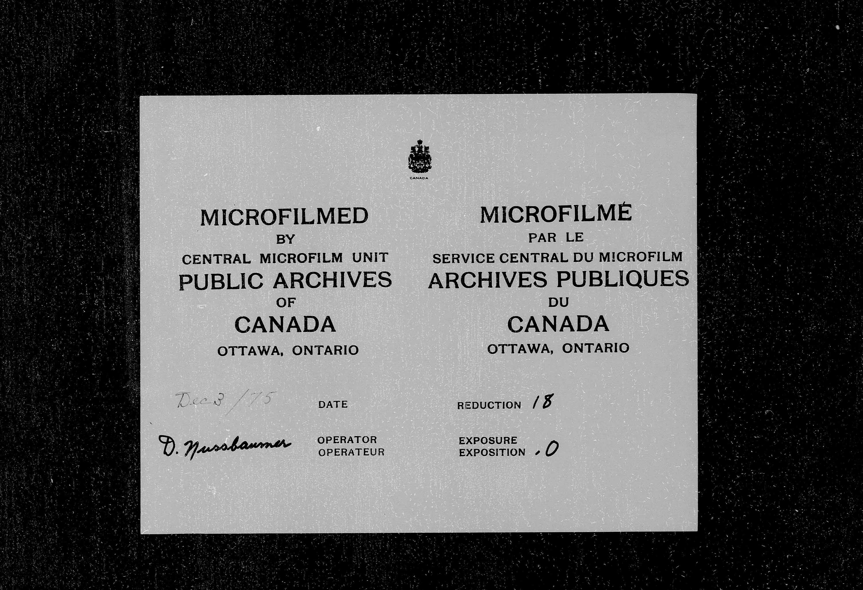 Title: Census of Canada, 1871 - Mikan Number: 142105 - Microform: c-9973