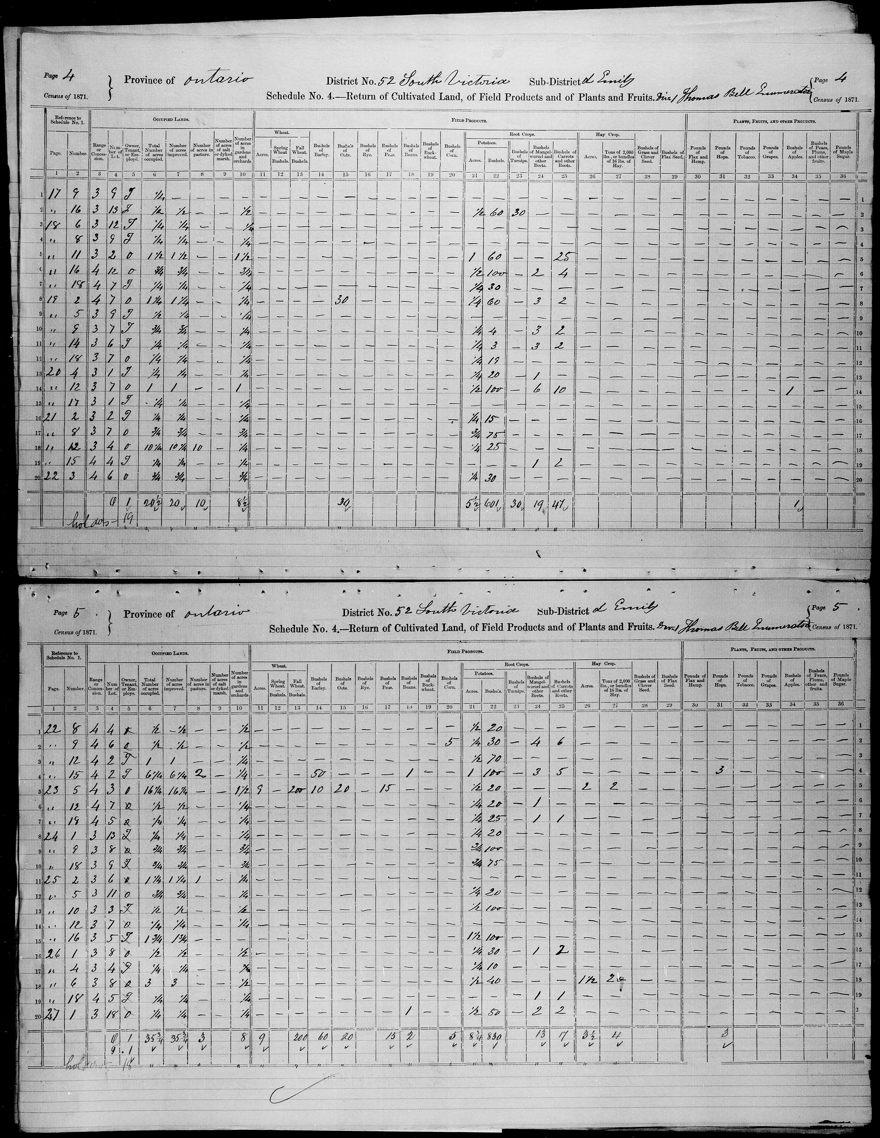 Title: Census of Canada, 1871 - Mikan Number: 142105 - Microform: c-9981