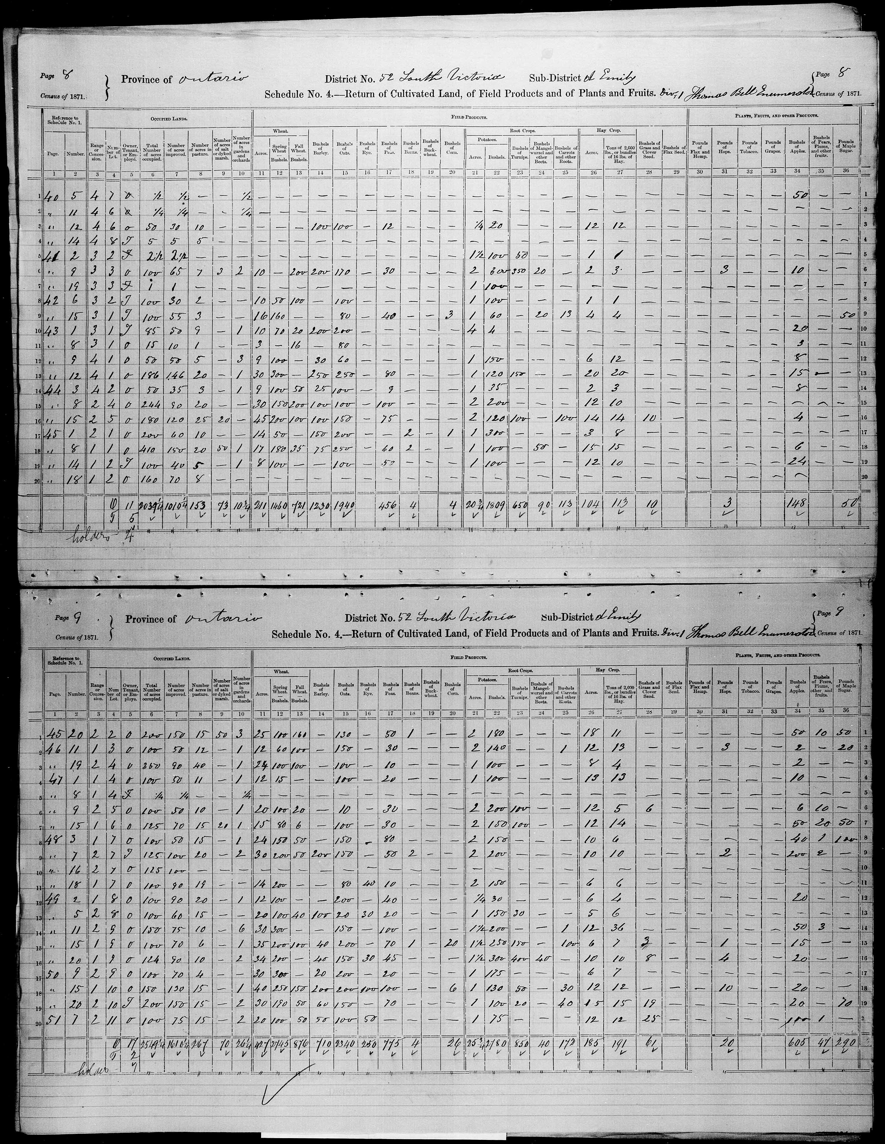 Title: Census of Canada, 1871 - Mikan Number: 142105 - Microform: c-9981