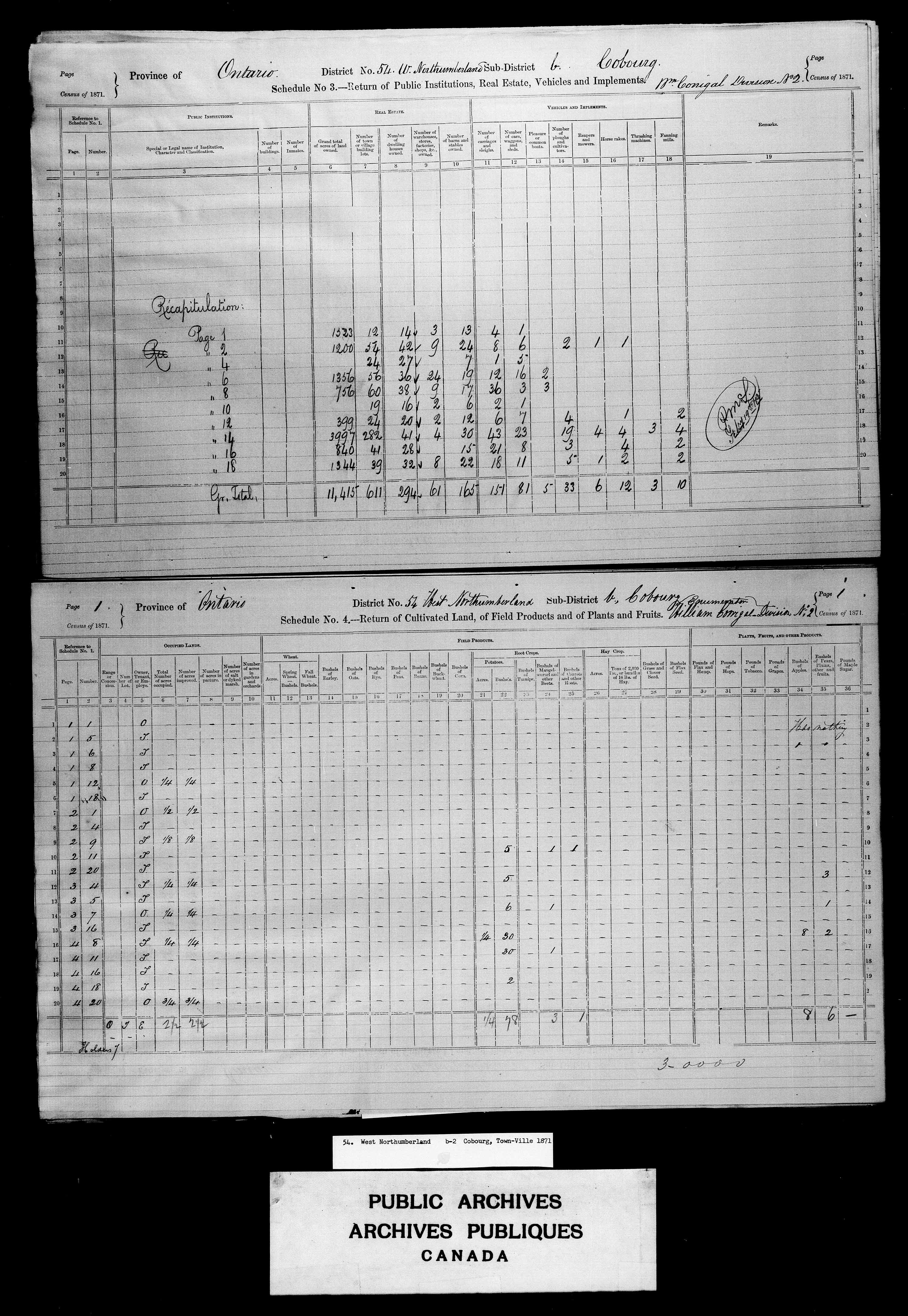 Title: Census of Canada, 1871 - Mikan Number: 142105 - Microform: c-9983