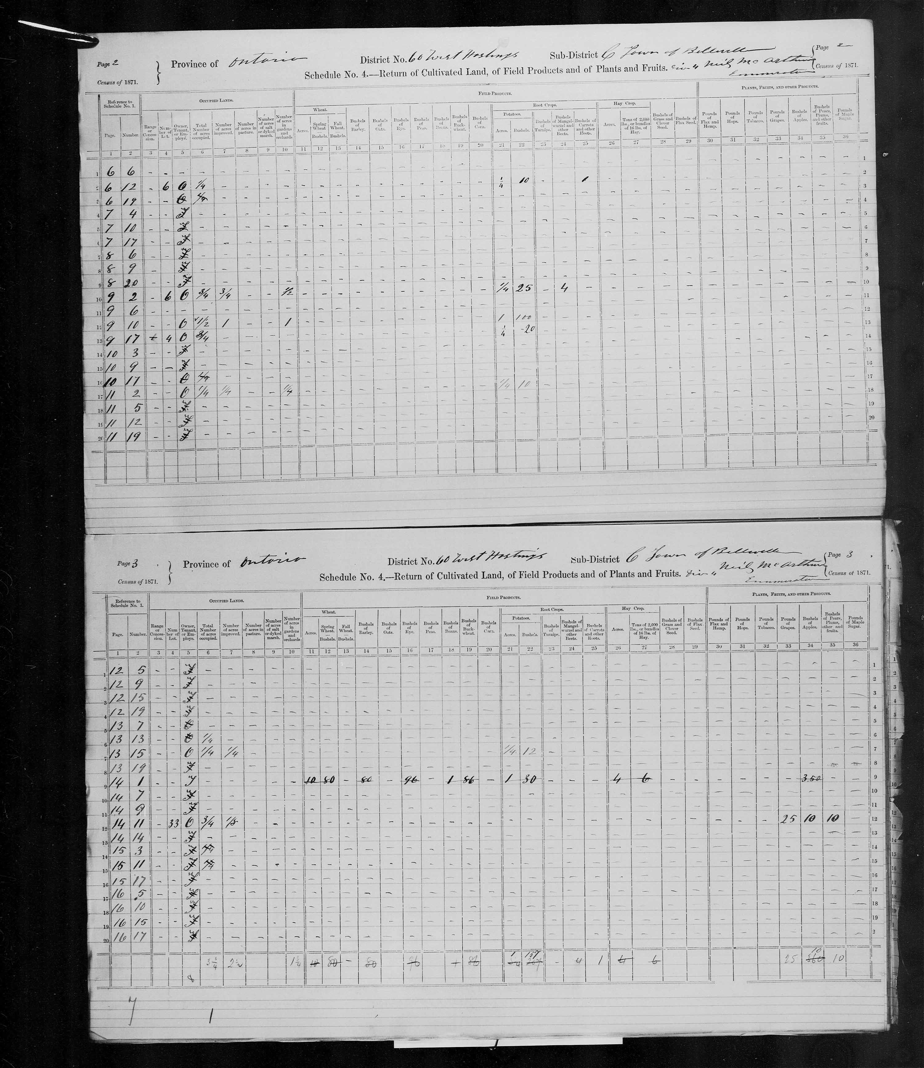 Title: Census of Canada, 1871 - Mikan Number: 142105 - Microform: c-9991